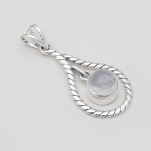 Twisted Teardrop Moonstone Silver Pendants