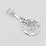 Twisted Teardrop Moonstone Silver Pendants