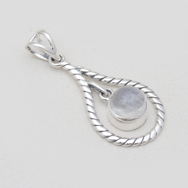 Twisted Teardrop Moonstone Silver Pendants