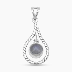 Twisted Teardrop Moonstone Silver Pendants