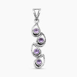 Purple Amethyst Silver Teardrop Pendants