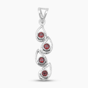 Garnet Teardrop Design Silver Pendants
