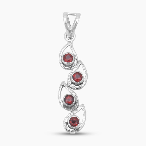 Garnet Teardrop Design Silver Pendants
