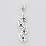 Garnet Teardrop Design Silver Pendants