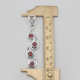 Garnet Teardrop Design Silver Pendants