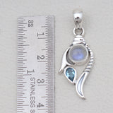 Rainbow Moonstone & Amethyst Silver Pendants