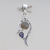 Rainbow Moonstone & Amethyst Silver Pendants