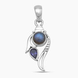 Rainbow Moonstone & Amethyst Silver Pendants