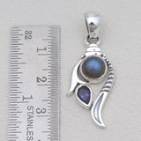 Rainbow Moonstone & Amethyst Silver Pendants