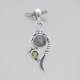 Rainbow Moonstone & Amethyst Silver Pendants