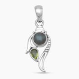 Rainbow Moonstone & Amethyst Silver Pendants