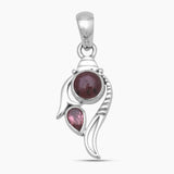Rainbow Moonstone & Amethyst Silver Pendants