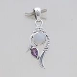 Rainbow Moonstone & Amethyst Silver Pendants