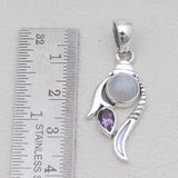 Rainbow Moonstone & Amethyst Silver Pendants