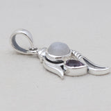 Rainbow Moonstone & Amethyst Silver Pendants