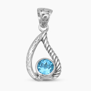 925 Sterling Silver Blue Topaz Pendants