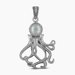 925 Sterling Silver Pearl Octopus Pendants