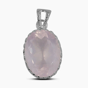 Pink Rose Quartz Silver Pendants