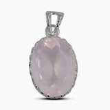 Pink Rose Quartz Silver Pendants