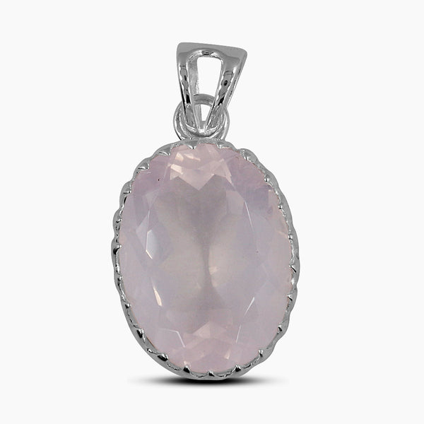 Pink Rose Quartz Silver Pendants