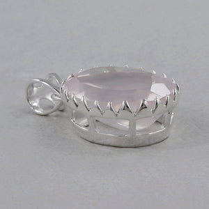 Pink Rose Quartz Silver Pendants