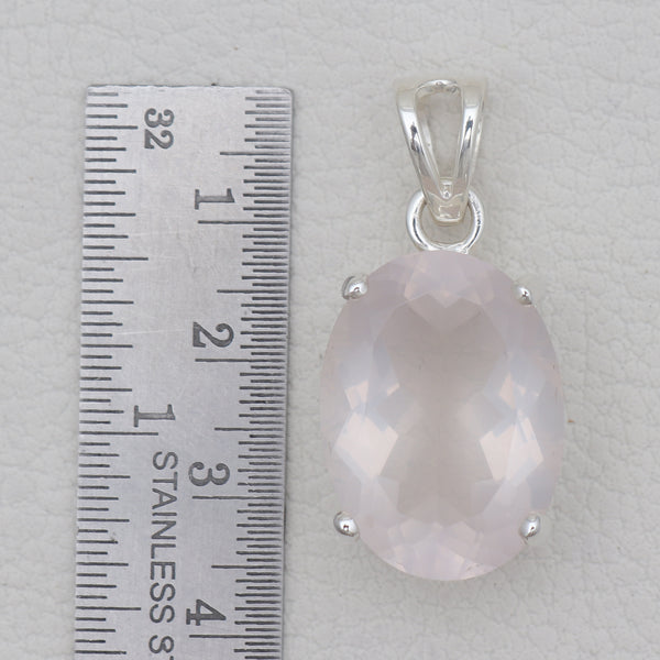 Pink Rose Quartz Silver Pendants