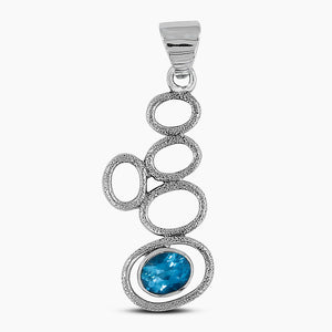 925 Silver Sterling Blue Topaz Pendants