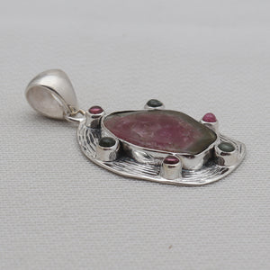 Watermelon Tourmaline Silver Pendants