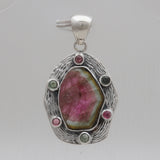 Watermelon Tourmaline Silver Pendants