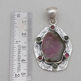 Watermelon Tourmaline Silver Pendants