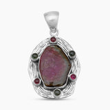Watermelon Tourmaline Silver Pendants