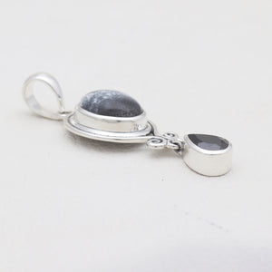 Dendritic Opal Silver Drop Pendants