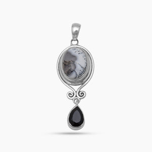 Dendritic Opal Silver Drop Pendants