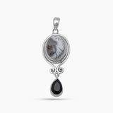 Dendritic Opal Silver Drop Pendants