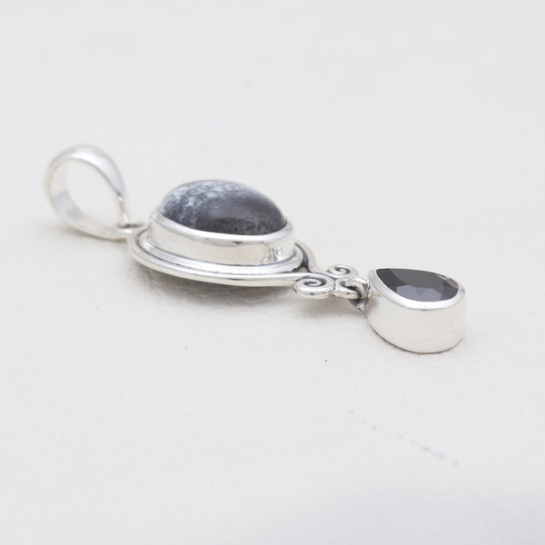 Dendritic Opal Silver Drop Pendants