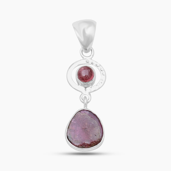 Watermelon Tourmaline Silver Pendants