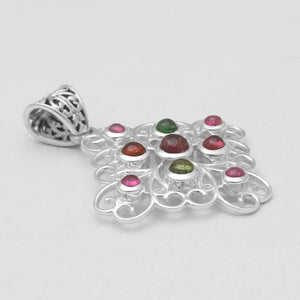 Multicolor Tourmaline Silver Pendants