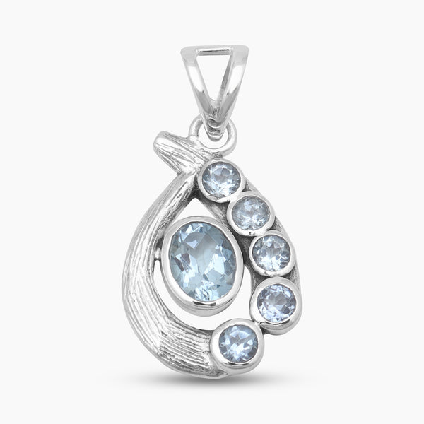 925 Sterling Silver Blue Topaz Pendants