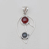 Hessonite & Tourmaline Silver Pendants