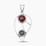 Hessonite & Tourmaline Silver Pendants