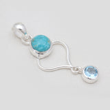 Mexican Turquoise & Topaz Silver Pendants