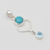 Mexican Turquoise & Topaz Silver Pendants