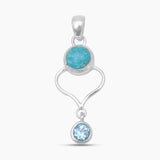 Mexican Turquoise & Topaz Silver Pendants