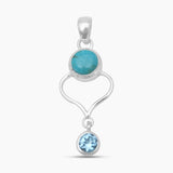 Mexican Turquoise & Topaz Silver Pendants