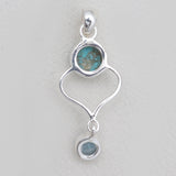 Mexican Turquoise & Topaz Silver Pendants