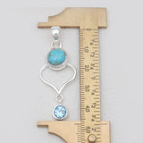 Mexican Turquoise & Topaz Silver Pendants