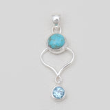 Mexican Turquoise & Topaz Silver Pendants