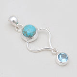 Mexican Turquoise & Topaz Silver Pendants