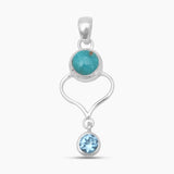Mexican Turquoise & Topaz Silver Pendants