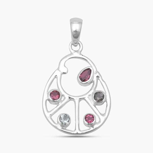 925 Sterling Silver Multi Tourmaline Pendants